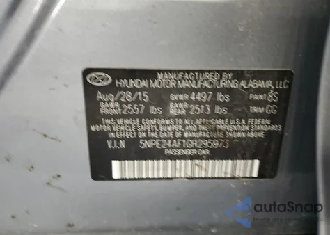 2016 Hyundai Sonata Se from USA, damaged, VIN 5NPE24AF1GH295973